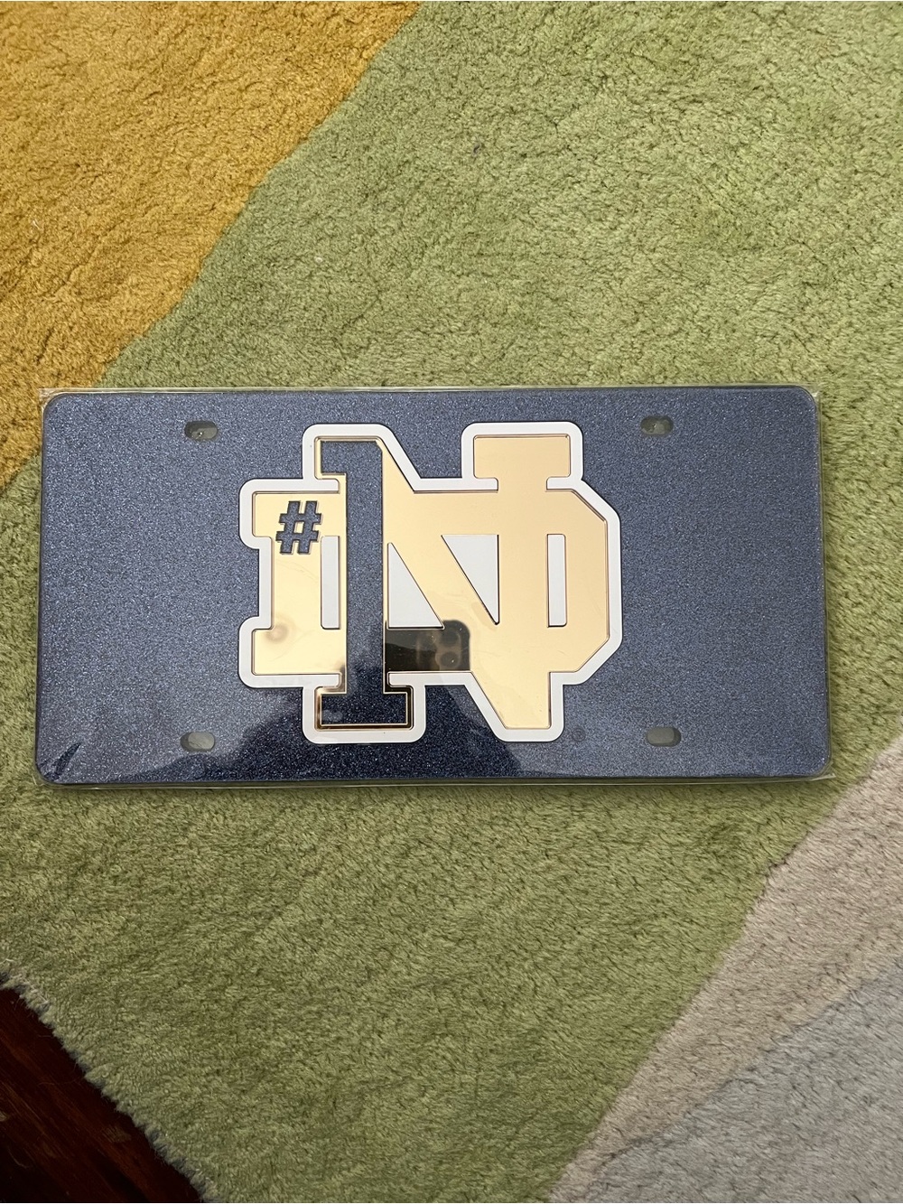 #1 ND Notre Dame Logo License Plate - Navy and Gold